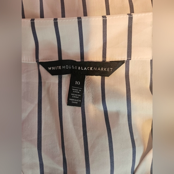 💜White House Black Market Women's Blouse 3/4 Flounce Sleeve Top Sz 10🩵 - Picture 3 of 7